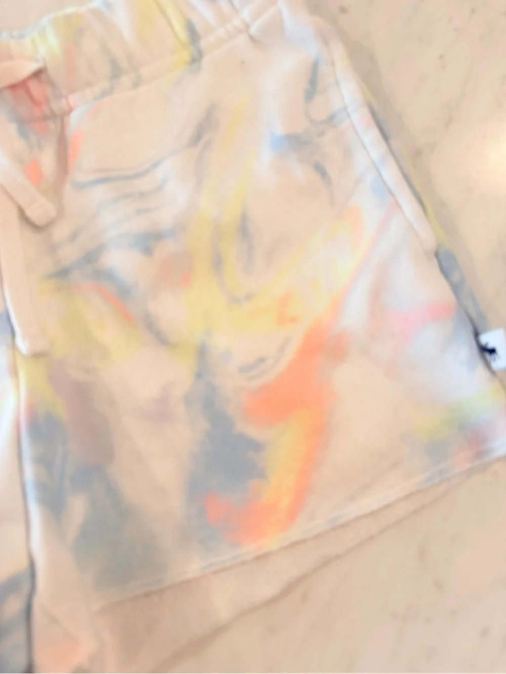 abercrombie kids Pastel Tie-Dye Terry Shorts - White with Blue, Yellow & Pink